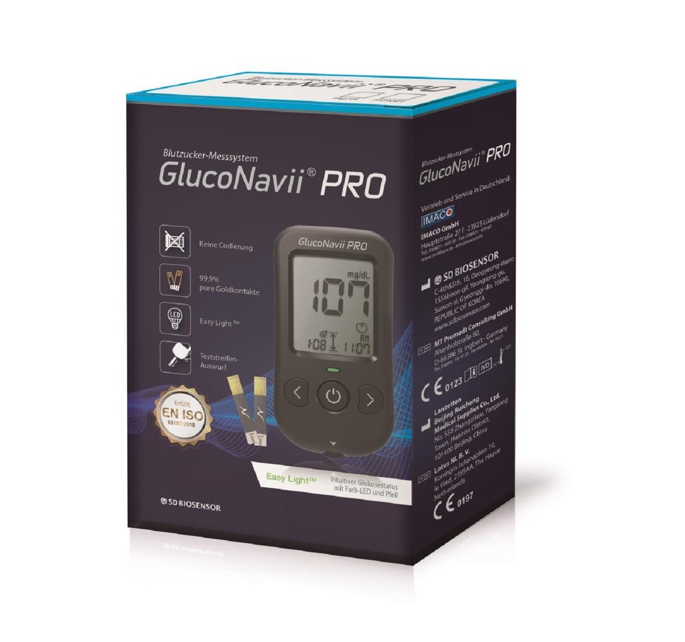 GlucoNavii PRO Bluetooth  Blutzuckermessgerät  mmol/dl Starter-Set